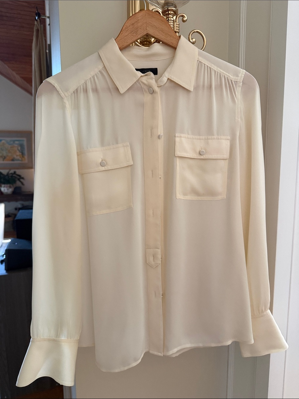 J. Crew Cream Button-Up Blouse